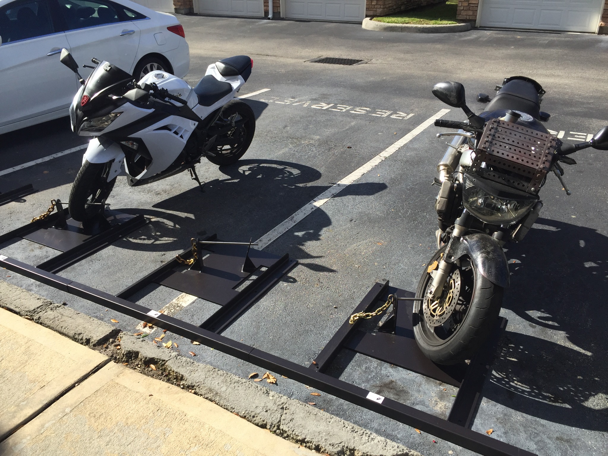 Low angle photo of MotoKeep rack
